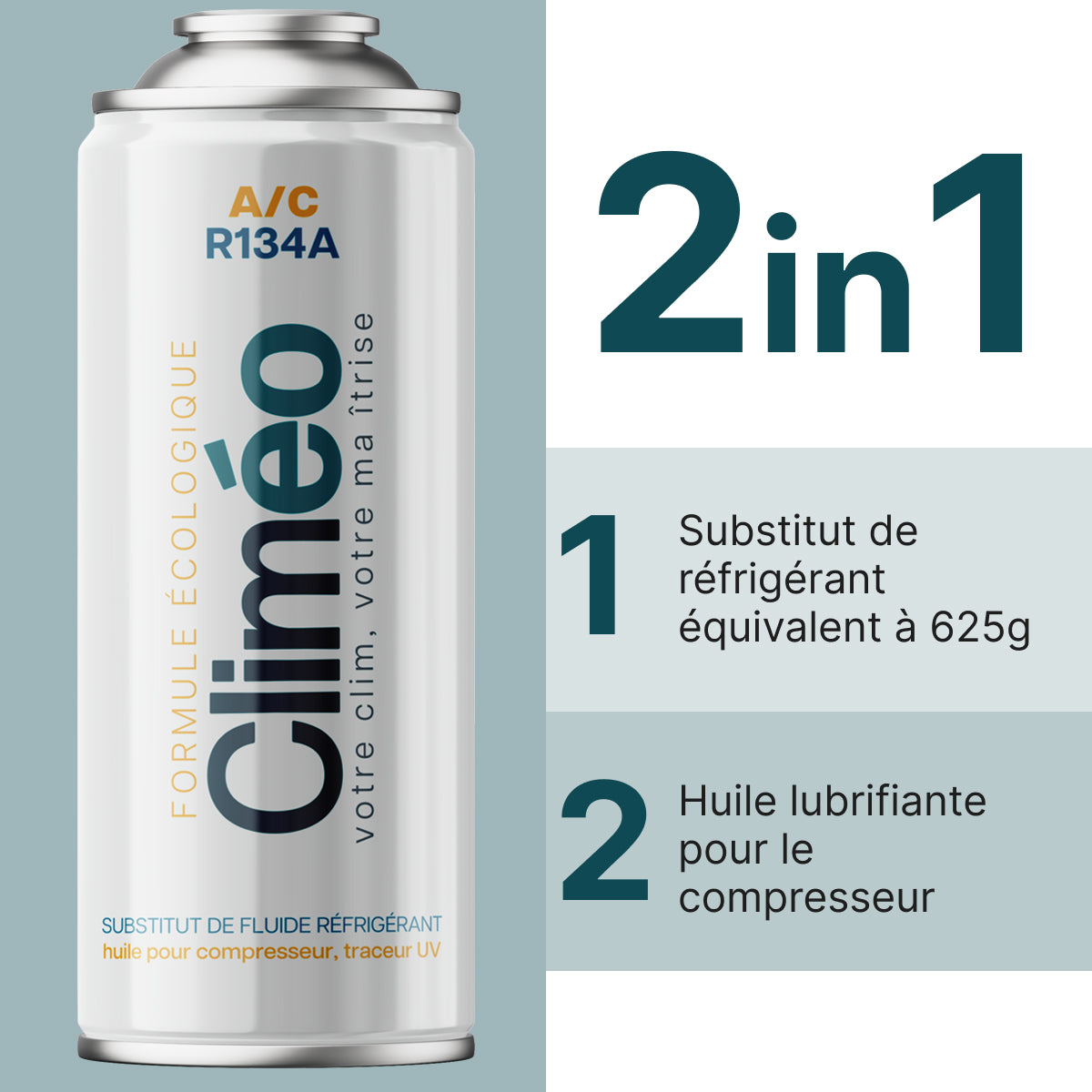 Climéo 2-en-1 avec gaz pour climatisation (A/C) - Lot de 2 - R134a